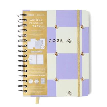Imagem de Agenda Planner Wire-O 2025 Melissa Semanal Notas C/Divisórias A5 Casa Das Abelhas Lilás, Cicero