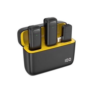 Imagem de Microfone de lapela sem fio K6 para iPhone, iPad, mini microfone de lapela 2 em 1, 48 kHz 16 bits, (20) alcance de 20 metros, 3 modos, redução de ruído dupla, bateria de 60h para transmissão de