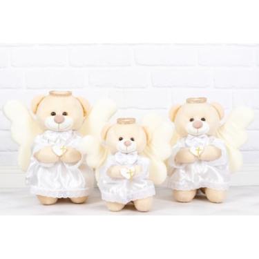 Imagem de Ursos de Pelúcia Anjos, Conjunto de 3 Pçs, 15/20/25 cm (BRANCO)