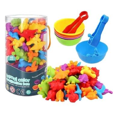 Imagem de Brinquedo Montessori Educativo Animais De Silicone Classificação Das Cores | Montessori Conjunto De Contagem Animal Brinquedo Colorido Educacional Criativo (Dinossauros)