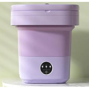 Imagem de Mini Máquina De Lavar Portátil Dobrável, Máquina De Lavar De Viagem, Quartos, Faculdade, Pratica, Com Cesto de Secar, Lavadora Pequena para Meias, Roupas íntimas, Alta Capacidade (Roxo)