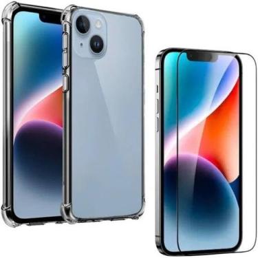 Imagem de Kit Capa Capinha Transparente + Película 3D Vidro para Iphone 14 Plus 