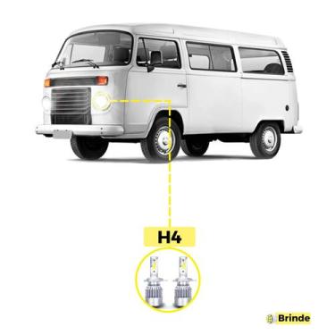 Imagem de Kit Ultra LED Volkswagen Kombi 1976/2016 20000 LÚMENS 6500K - V10, H4