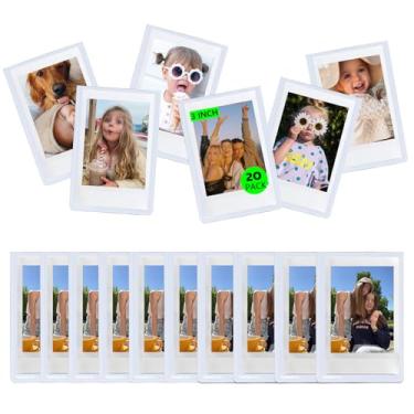 Imagem de WOGOZAN Pacote com 20 mini porta-retratos magnéticos para câmera Fujifilm Instax Mini 12/11/99/41/SE/7+/EVO filmes de 5,5 x 8,6 cm, molduras magnéticas 5x3 para geladeira com capa transparente (branca