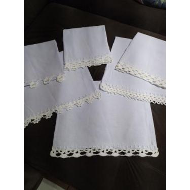 Imagem de 10 Panos De prato Branco com Bico de crochê Branco Algodão - Danivi En
