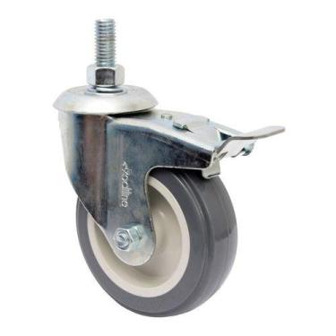 Imagem de (4pçs) Rodizio Girat. Rosca C/ Freio 4pol. R412 Bp Pvc Anti Risco 65kg