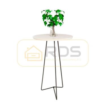 Imagem de Mesa de Canto Apoio Lateral Redonda Sala Pés de Aço Preto - RDS Metalú