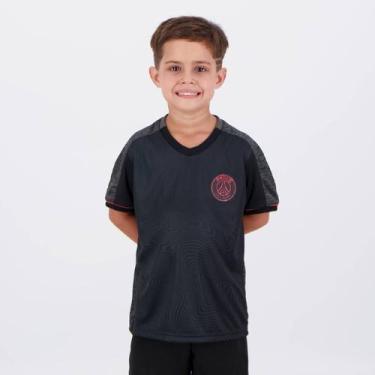 Imagem de Camisa PSG Polygon Infantil Preta - Braziline, 8 ANOS