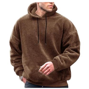 Imagem de Legou Moletom masculino casual com capuz de lã coral, Camelo, GG