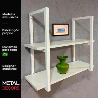 Imagem de Prateleira Estilo Industrial Moderna Para Sala 60x50 Mdf - Metal Decor