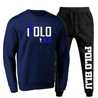 Imagem de Conjunto Moletom Masculino Gola Careca Sem Capuz Dia a Dia - Polo Blu,