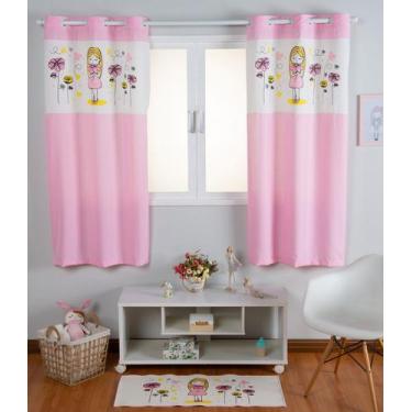 Imagem de Cortina Infantil Estampada Menininha 2,00x1,70m Rosa - FASTLAR