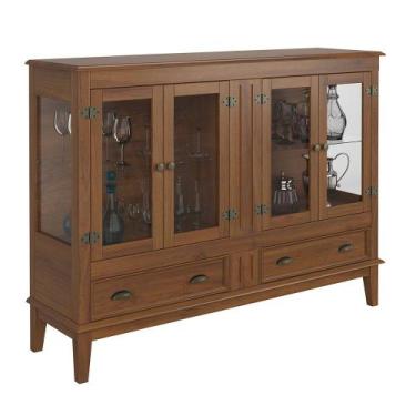 Imagem de Mini Cristaleira de Madeira Maciça 4 portas - Apaixone&Decore, Amêndoa