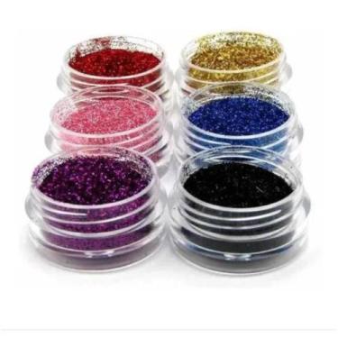 Imagem de Kit Com 06 Cores Sortidas Pó Glitter - Decoração Unhas Nail Art  - Fan