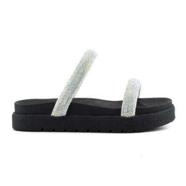 Imagem de Sandália Feminina Papete Rasteirinha Slide Com Strass - J.REI MULTMARC