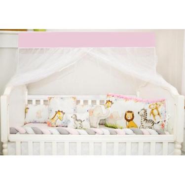 Imagem de Kit Berço Feminino Americano Safari Rosa Completo 10 Peças - Beatriz E