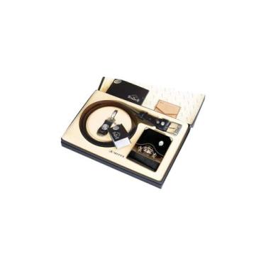 Imagem de Kit Carteira Masculina + Cinto + Chaveiro Couro M1Schs4 Pt - Mitty