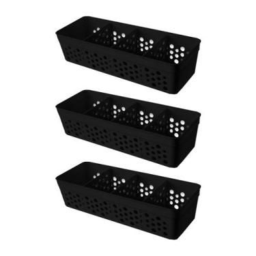 Imagem de Conjunto Kit Com 3 Cestos Pequeno Multiuso Organizador 3 Divisórias De