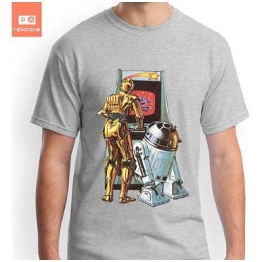 Imagem de Camiseta Star Wars C3po R2d2 Fliperama 100% Algodão Camisa - Tee Geek,