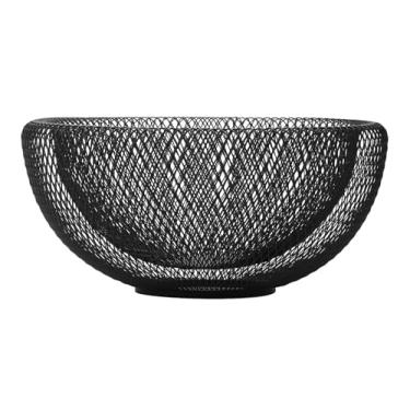 Imagem de IBWell Cesta de armazenamento de frutas de arame de metal para cozinha, suporte grande de frutas de malha preta, para maçã, abacaxi, banana, laranja, limão, pera, morango, melancia (preto, nominal)