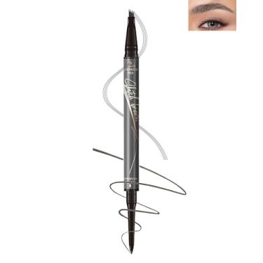 Imagem de Lápis de sobrancelha Microblading - Caneta de sobrancelha impermeável 2 em 1 de ponta dupla com ponta de 4 garfos e ponta de pincel ultra precisa, lápis de sobrancelha de longa duração para mulheres