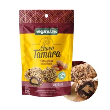 Imagem de BOMBOM VEGANO DE TÂMARA SABOR AMENDOIM E CHOCOLATE 70% CACAU CHOCOTÂMARA VEGANUTRIS 100G