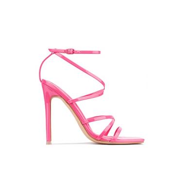 Imagem de Cape Robbin Minnie Tocuri înalte stiletto sexy pentru femei, pantofi cu bretele pătrate cu vârf deschis, tocuri roz 6,5