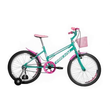 Imagem de Bicicleta Aro 20 Feminina Infantil Roda Lateral Tridal - Azul Turquesa