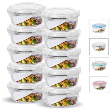 Imagem de KIT 10 Potes de Vidro Redondo com Tampa Hermética 620ml - U4HOME, Bran