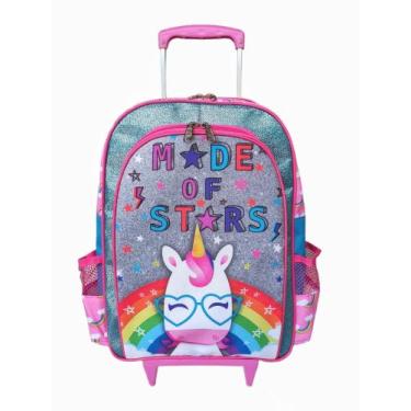 Imagem de Mochila de rodinhas mochilete unicórnio infantil escolar meninas rosa 
