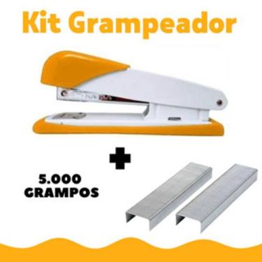 Imagem de Grampeador Papel Profissional Reforçado Em Aço Escritório + 5.000 Gram