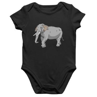 Imagem de Body Bebê Algodão Elefante Ilustração - Foca na Moda, Preto, GG