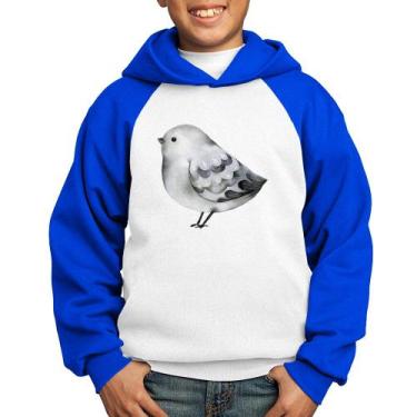 Imagem de Moletom Infantil Pássaro Arte - Foca na Moda, Branco, Azul, 2