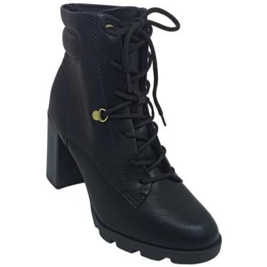 Imagem de Bota Beira Rio Feminina Coturno com Salto Casual Napa Floather, Preto,