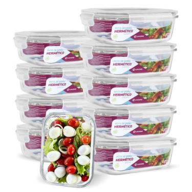 Imagem de Conjunto 10 Potes Vidro Hermético Marmita Mantimento 640ml - U4home