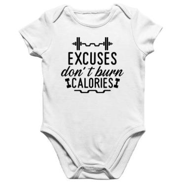 Imagem de Body Bebê Algodão Excuses Do'nt Burn Calories - Foca na Moda, Branco, 