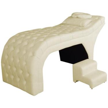 Imagem de Maca Estofada Estética Capitonê 60 cm Suede Marfim - FM - Fina Mobília