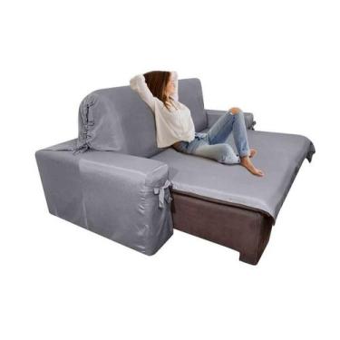 Imagem de Capa de Sofá Retrátil 3 Lugares Gorgurão até 2,35 - Mistero, Grafite