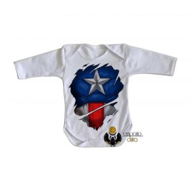 Imagem de body nenê criança roupa bebê manga longa  Capitão América disfarce - E