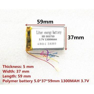 Imagem de 1 Unidade 503759 3 Fios 3,7v 5mm X 37mm X 59mm 1300mah nova - KMIG