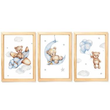 Imagem de Quadro Decorativo Infantil Ursinho Urso Aquarela Aviador - Creative Ca