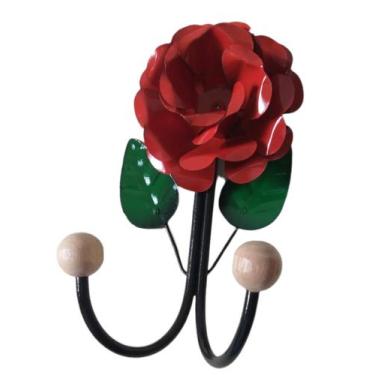 Imagem de Cabide Porta Toalhas Em Ferro Rústico Pintado Artesanal Vermelho - Sho