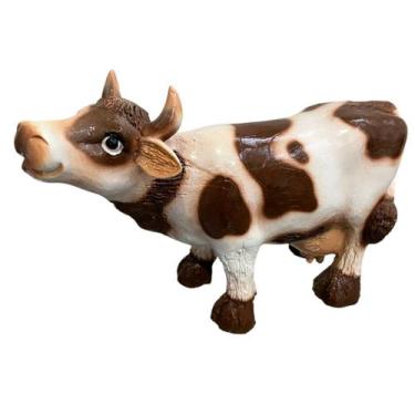 Imagem de Escultura Decorativa de Jardim Vaca Realista em Resina 24cm - LZ Decor