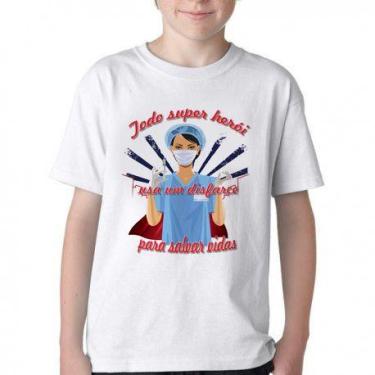 Imagem de Camiseta Infantil ou adulto Enfermeira super herói salvar vidas Blusa 