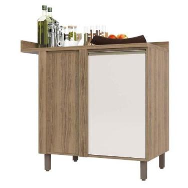 Imagem de Balcão Tampo Canto Reto 95cm 1 Prateleira Mel Vanill e O - LUCIANE