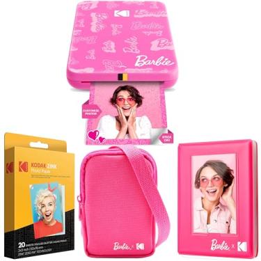 Imagem de Kodak Impressora móvel portátil sem fio Barbie Step Slim (estilo exclusivo) + capa para câmera Barbie Deluxe + álbum de fotos Barbie + papel Zink (20 folhas)