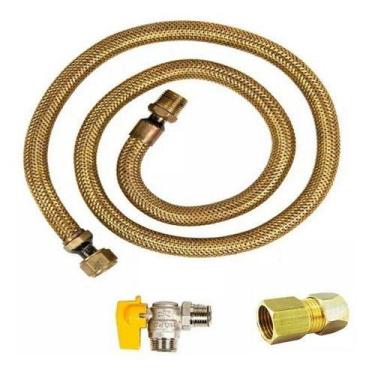 Imagem de Kit Instalaçao Gás Encanado Mang 2,50mt+registro+adaptado - Guiga Gás 
