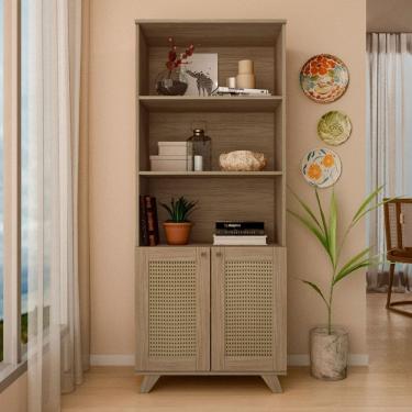 Imagem de Armário Multiuso Trama 2 Portas 4 Prateleiras Carvalho - Artely