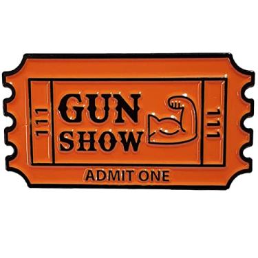 Imagem de Stickeroonie Broche de lapela esmaltado Funny Ticket to the Gun Show - Hilarious Bicep Fitness Bodybuilding Muscle Emoji Accessory - 3 cm, Liga de aço, Sem Pedra Preciosa