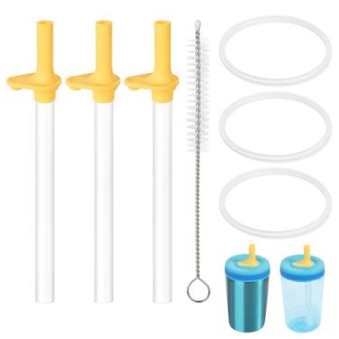 Imagem de 3pcs Replacement Straws with Bite Valves for Zak Designs Kelso 15oz, 3pcs Silicone Gaskets Sealing Ring Accessory for Zak Water Bottle, 1 Cleaning Brush BPA-Free
